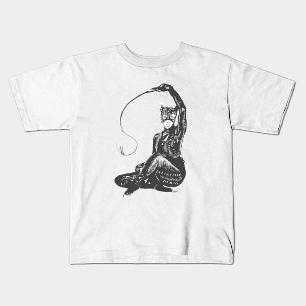 Catwoman Kids T-Shirt by Art of V. Cook